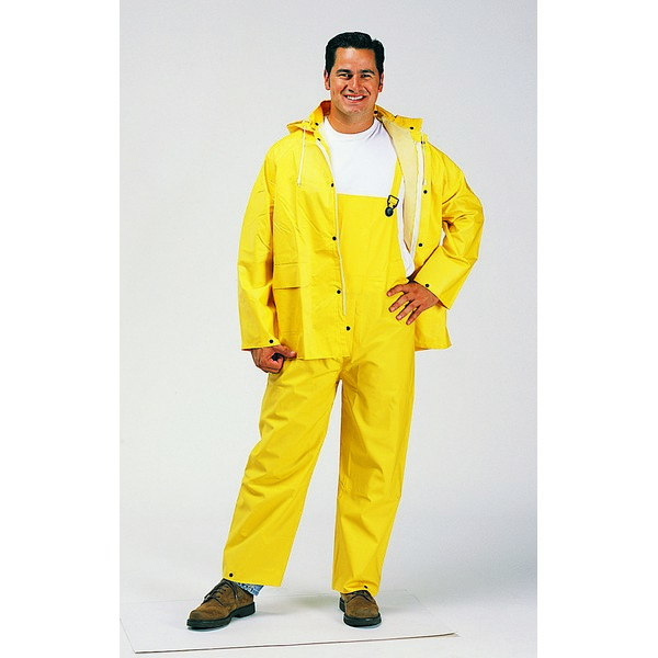 3-Piece Overall PVC/Poly Yellow Rain Suit Detachable Hood RY1220